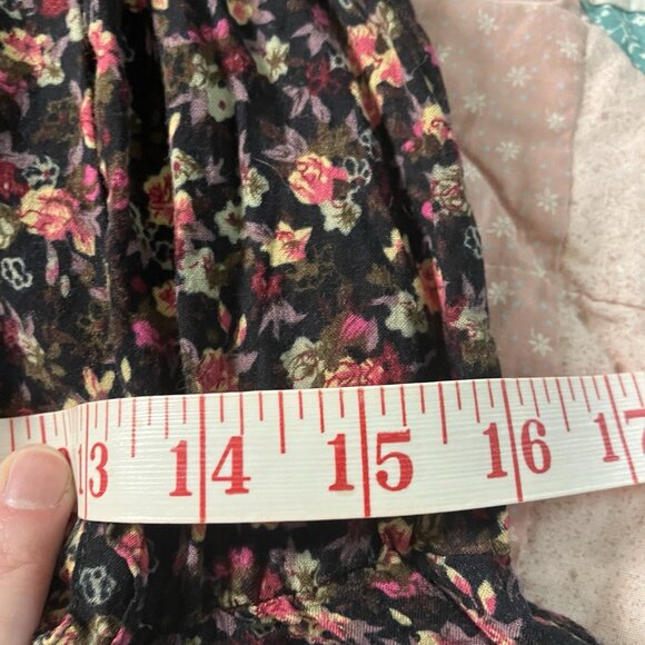 Vintage 90s Floral Jumpsuit Womens Her Rayon Black Pink Grunge Cottagecore - Picture 10 of 13